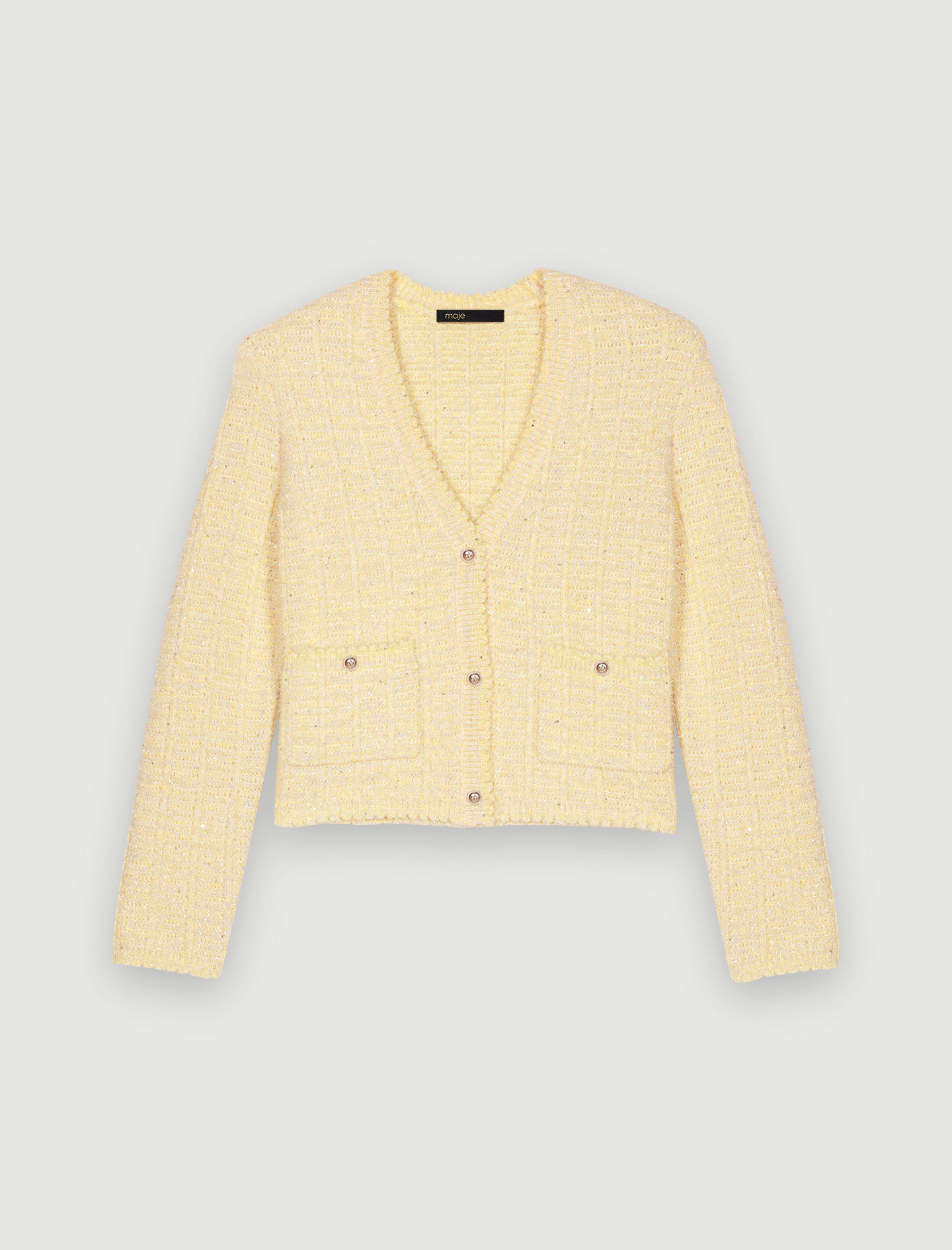 【 VINTAGE 】 Classic Tweed Knit Cardigan Tweed-effect knit cardigan