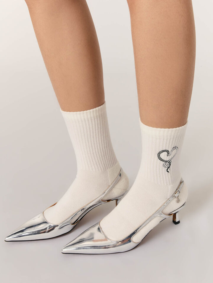 Chaussettes brodées à strass