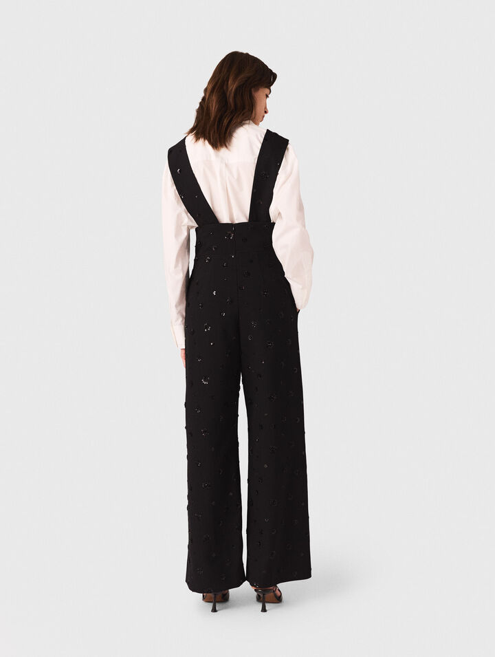 Embroidered trousers with braces