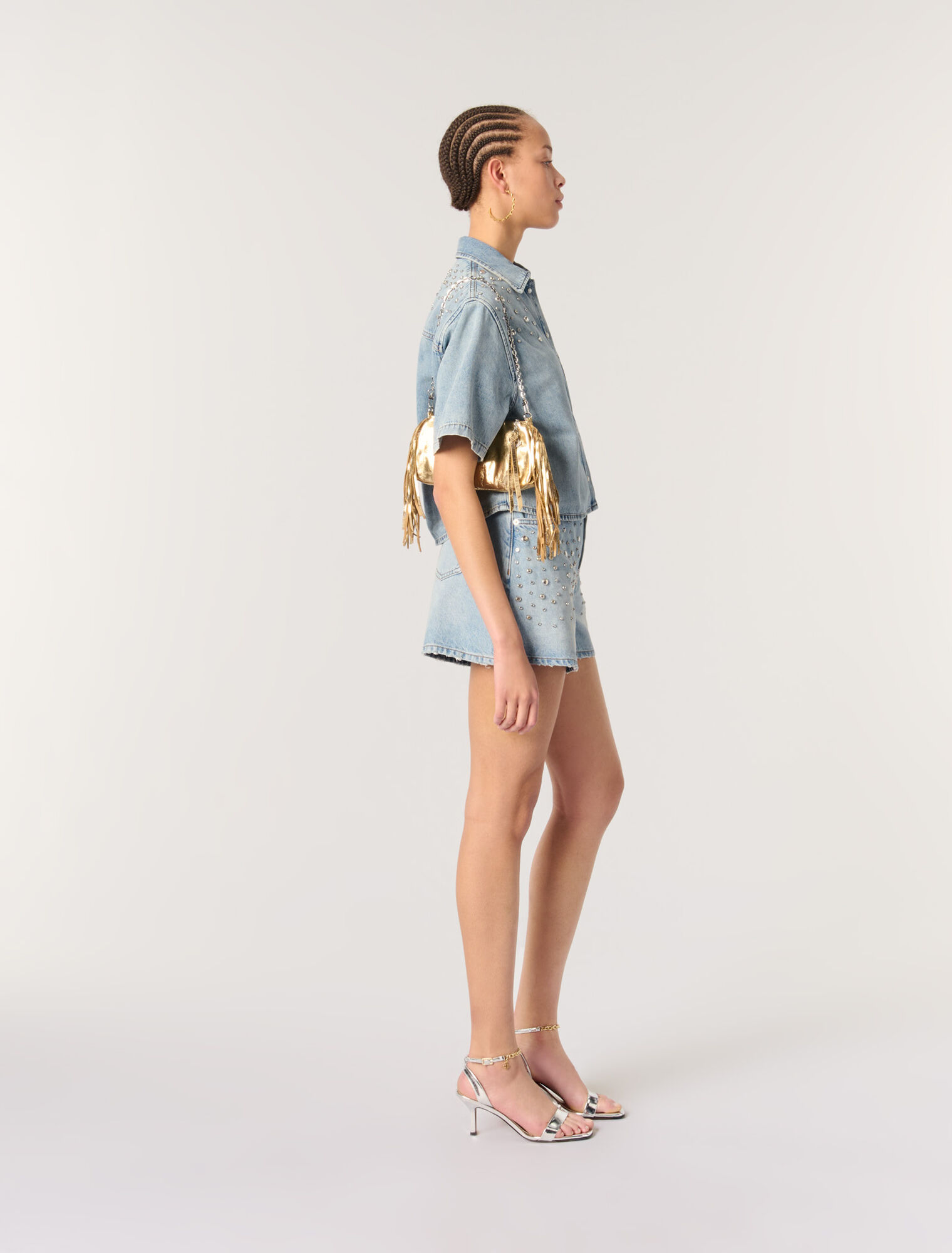 Chemise en denim à studs