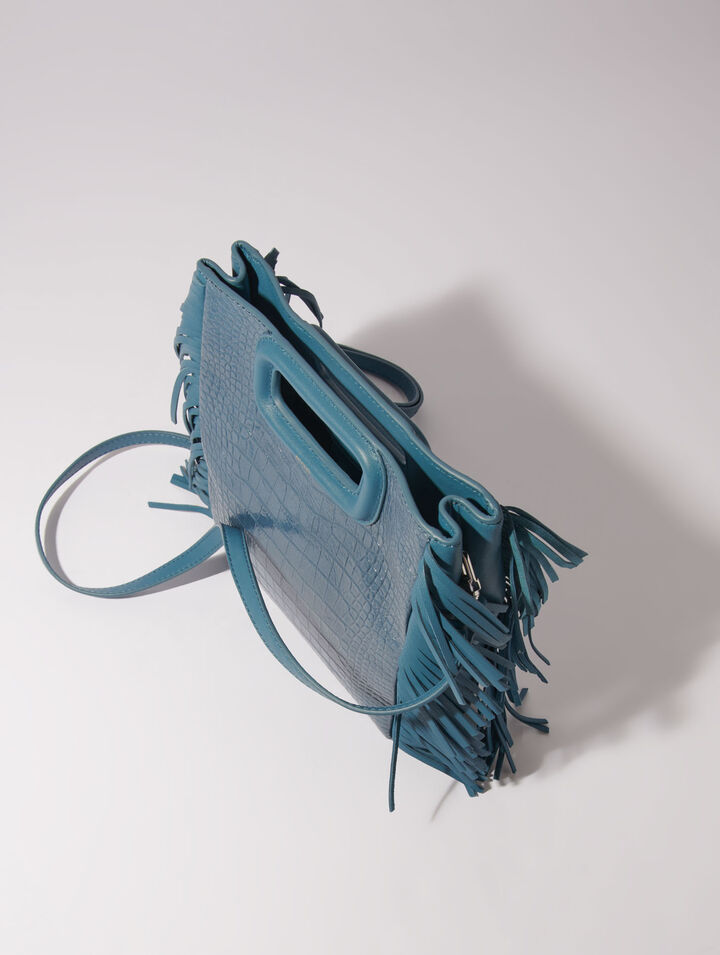Sac M en cuir effet croco placé