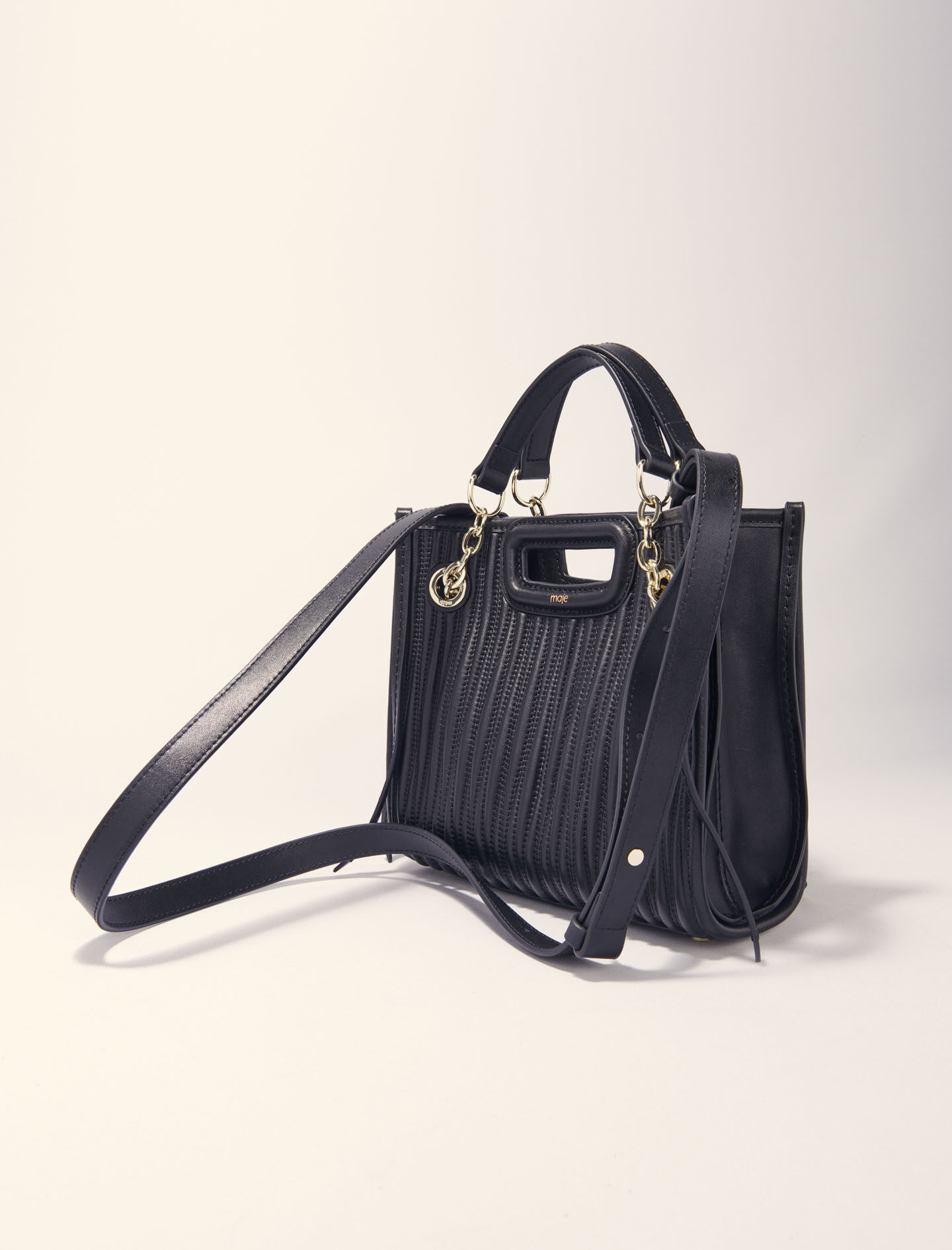 Mini quilted leather tote bag Black / Gray For Women | Maje