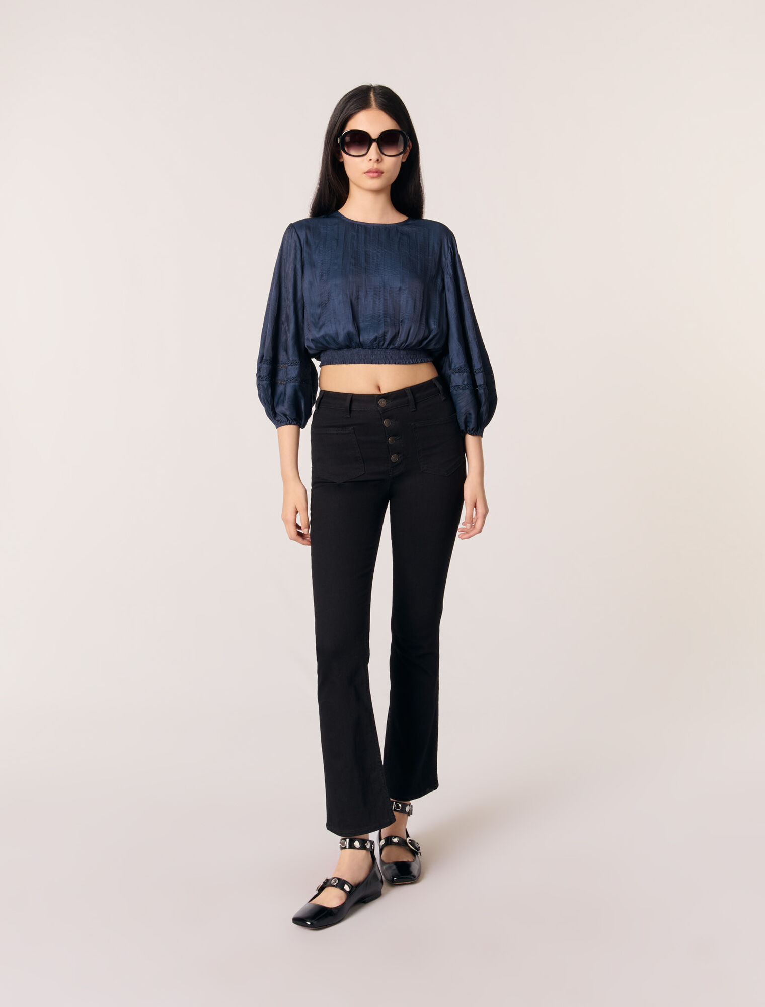Satin-look cropped top