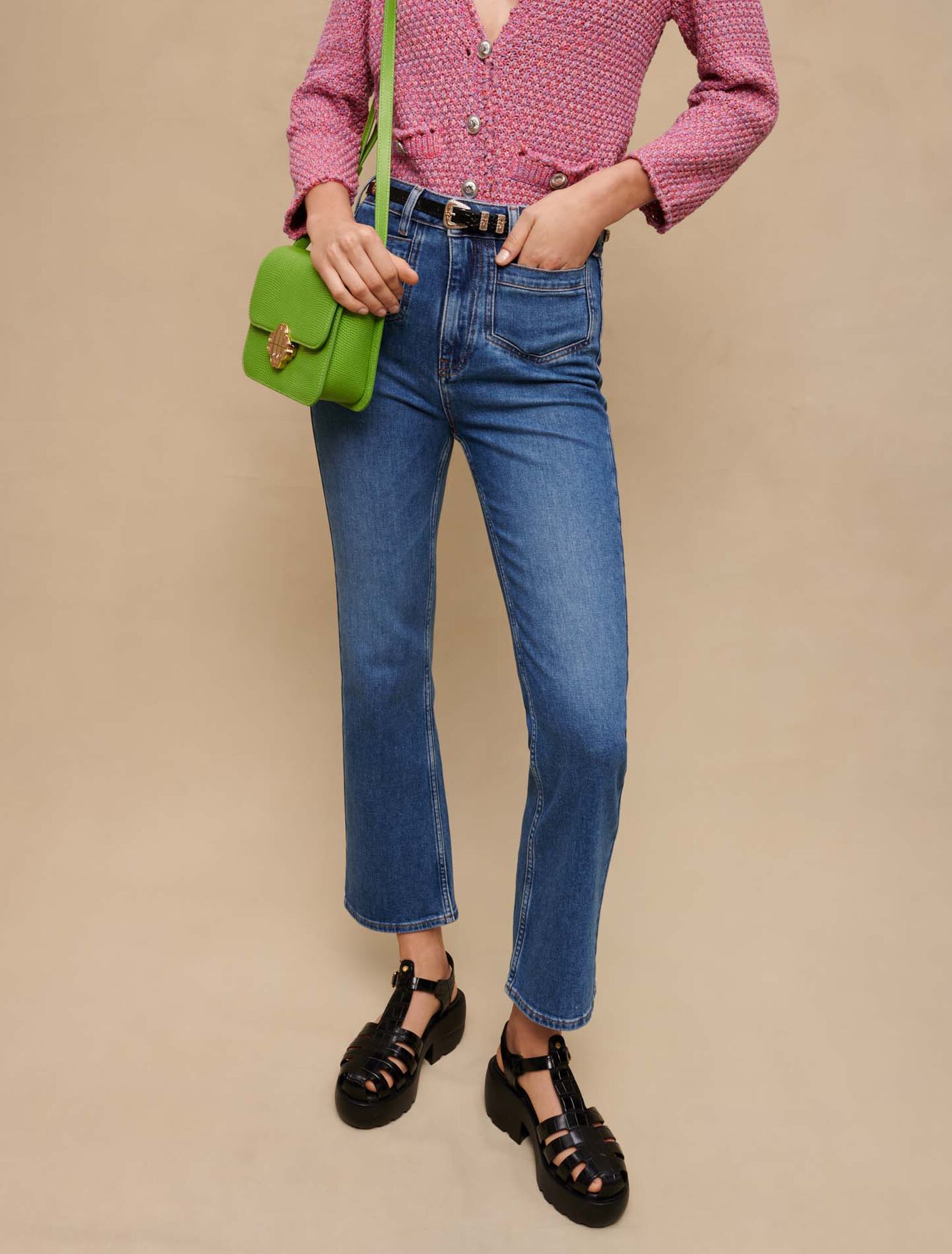 Faded denim jeans