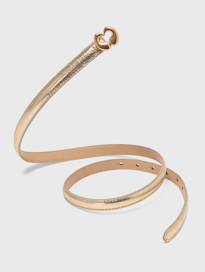 Slim metallic leather belt