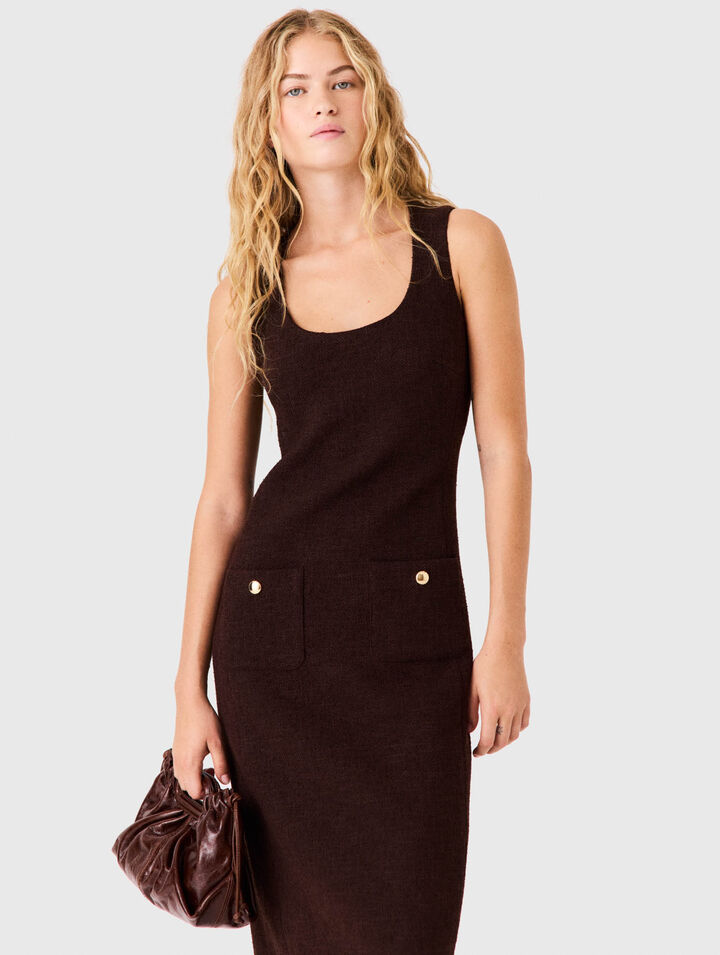 Robe midi en tweed