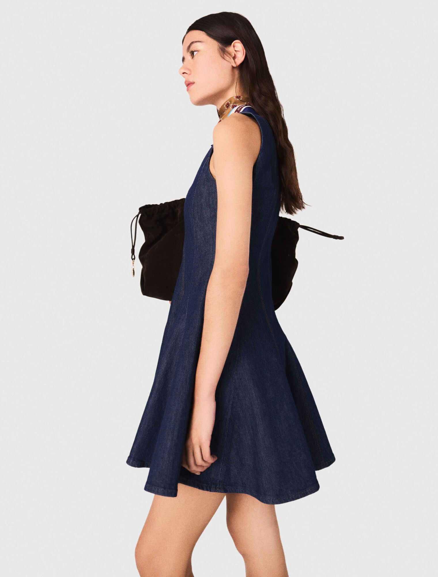 Robe courte en denim avec volants