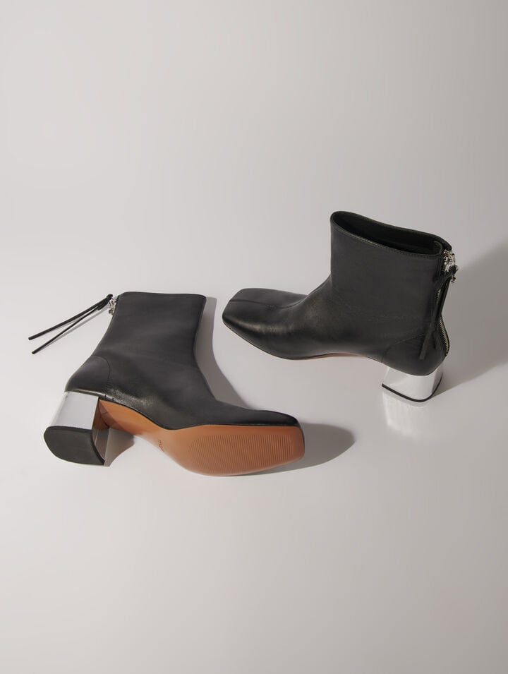 Bottines en cuir à bout carré