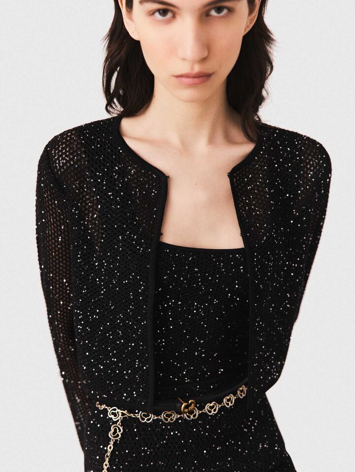 Cardigan en maille strass&eacute;e