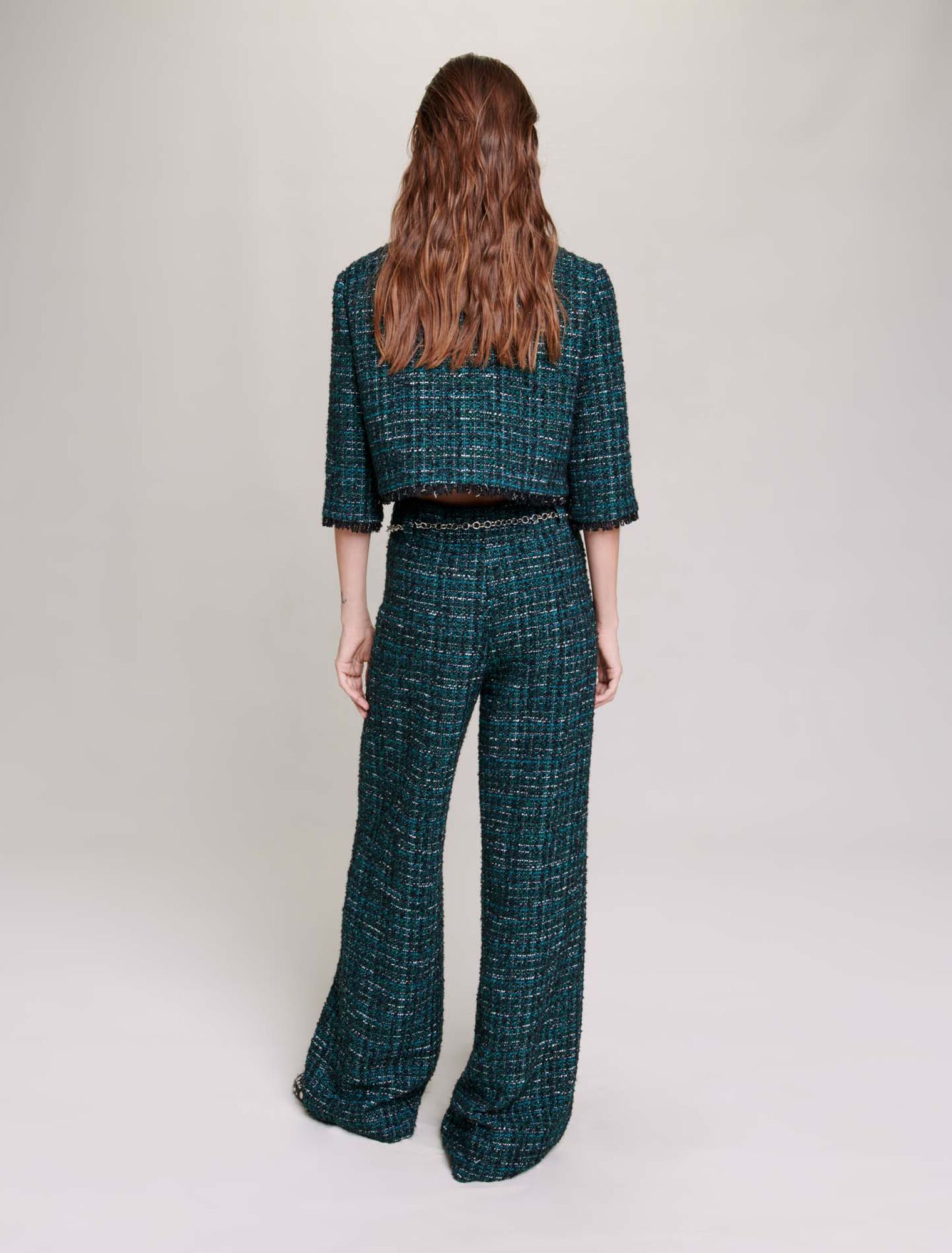 Pantalon large en tweed