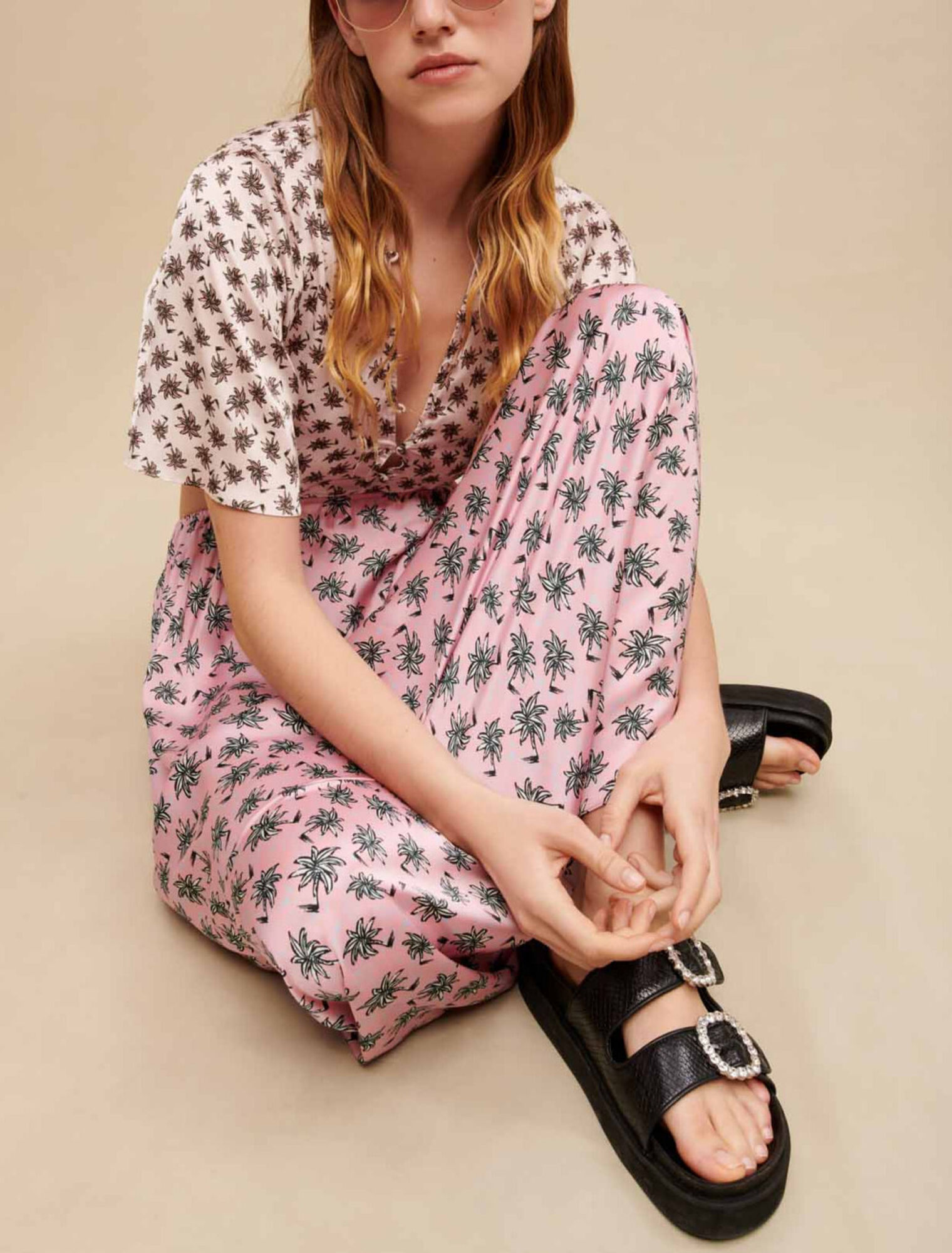 Robe longue imprimé palmiers