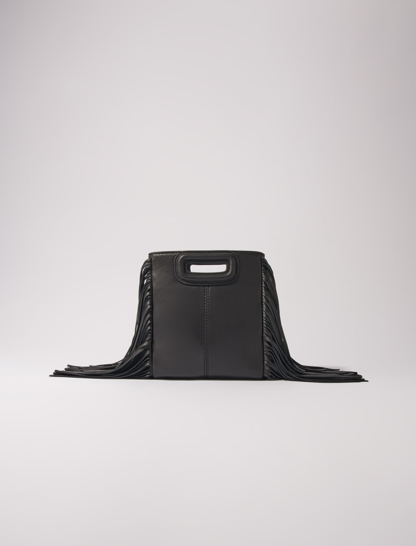 Leather M mini bag with eyelets Black / Gray For Women | Maje