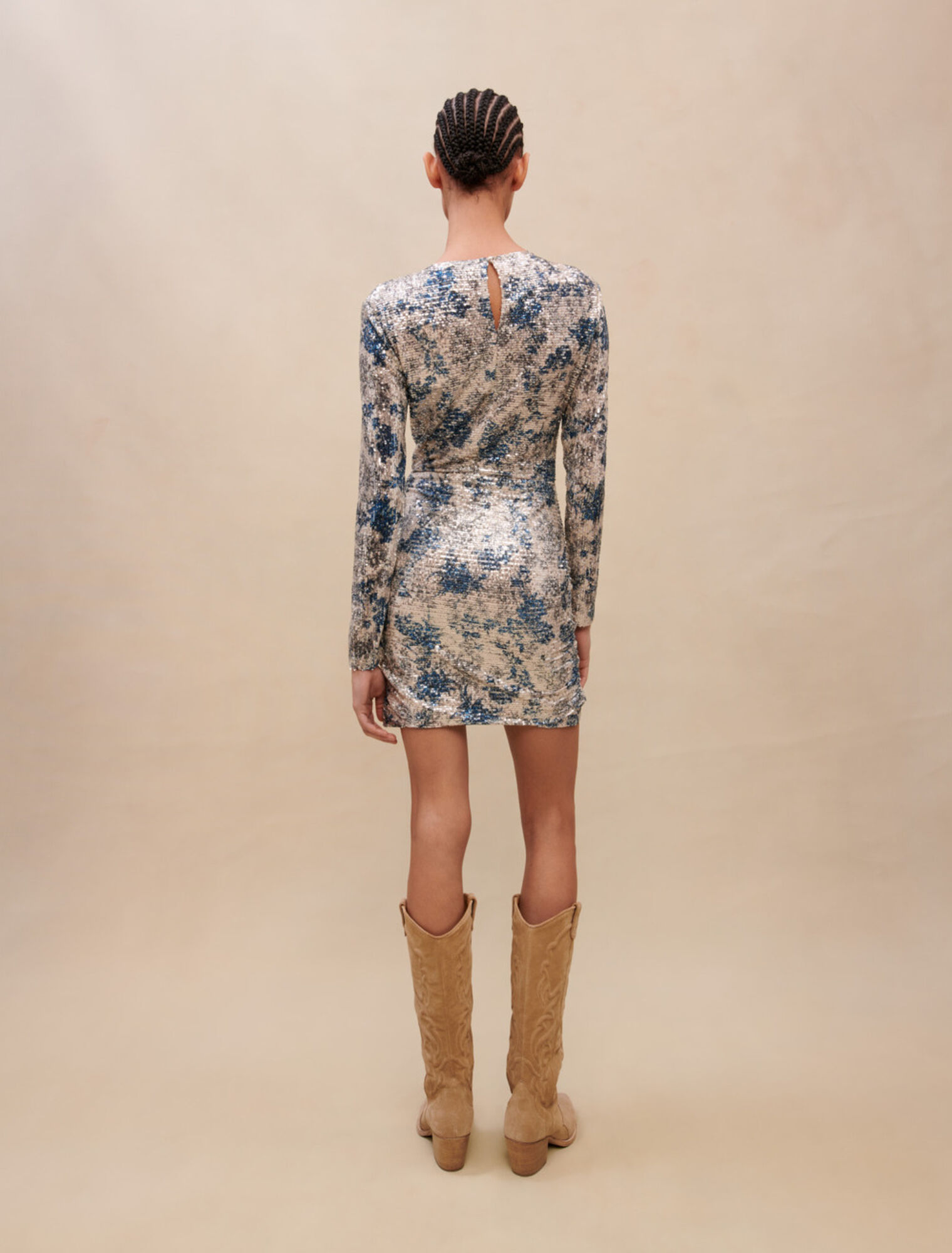Robe drapée à paillettes
