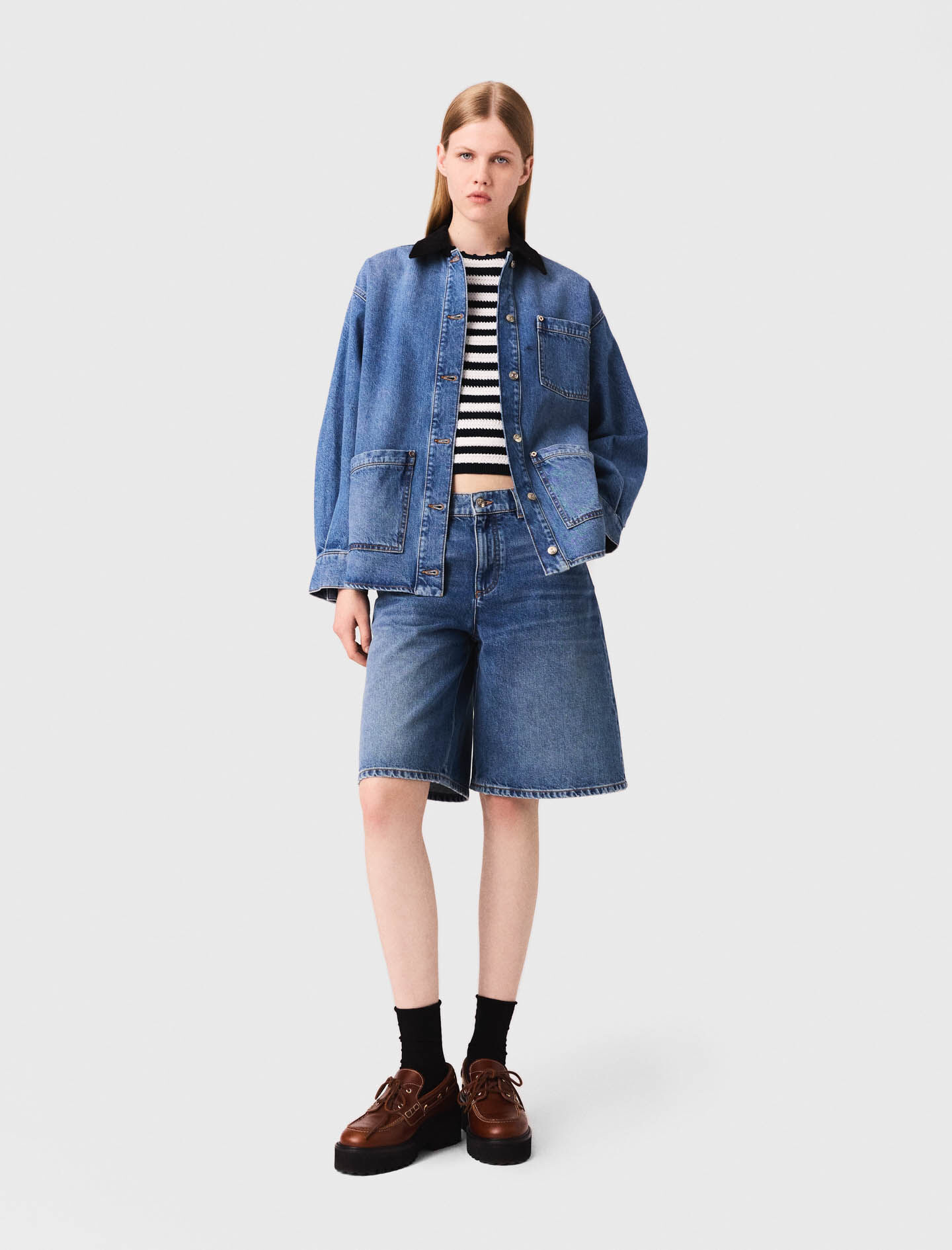 Faded denim jacket Blue For Women | Maje