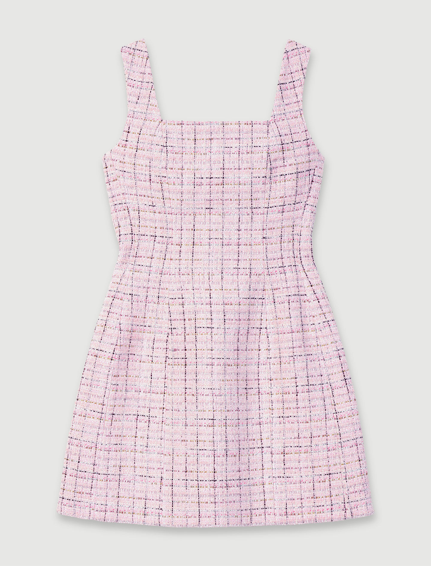 May Tweed Mini Dress Mサイズ Short tweed dress Black / Gray For Women | Maje