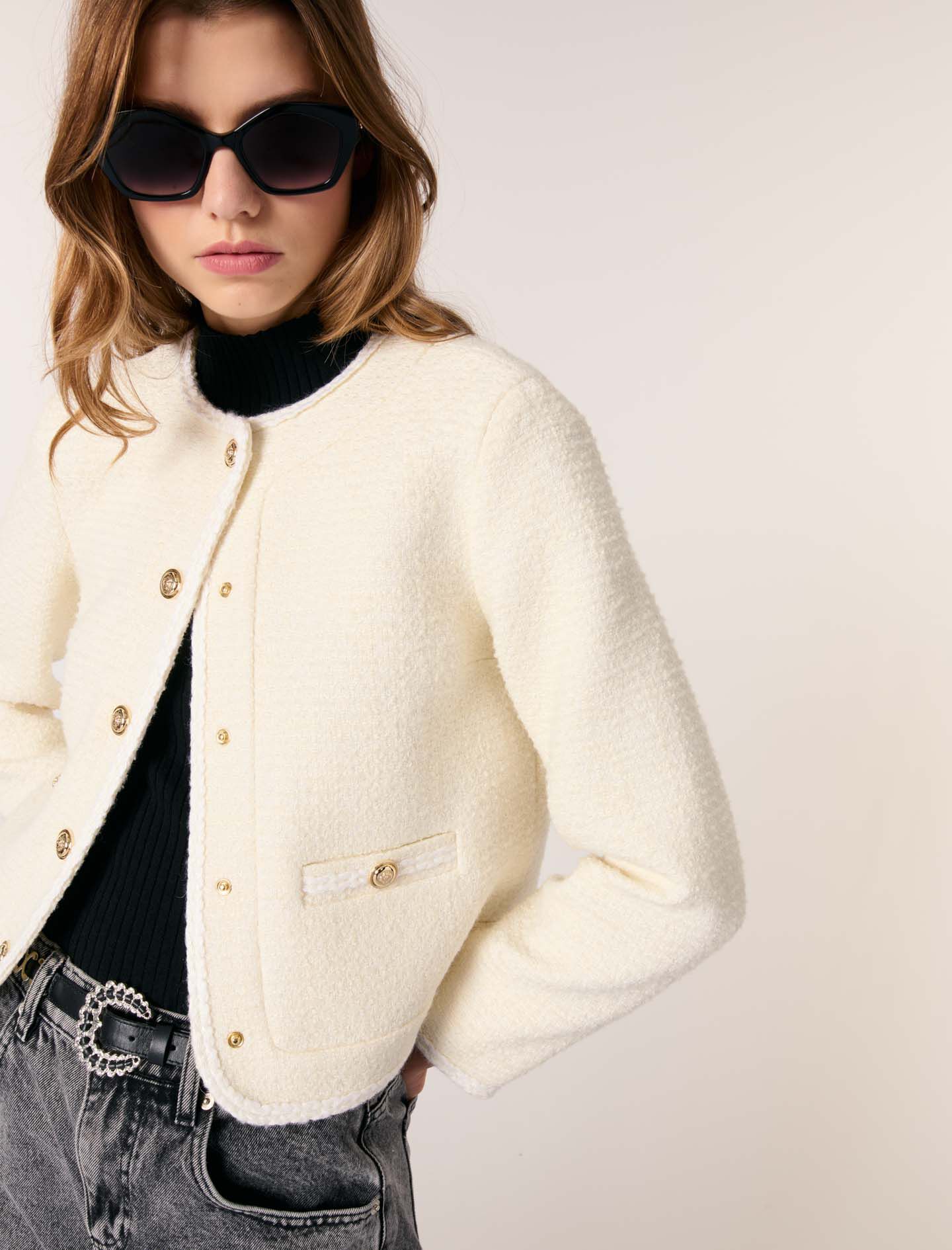 DRAMATIC TWEED SALOPETTE クリーム色 DRAMATIC TWEED SALOPETTE - BIRTHDAY BASH