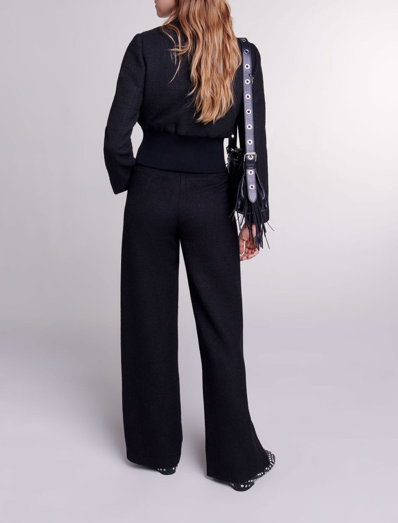 Pantalon large en tweed