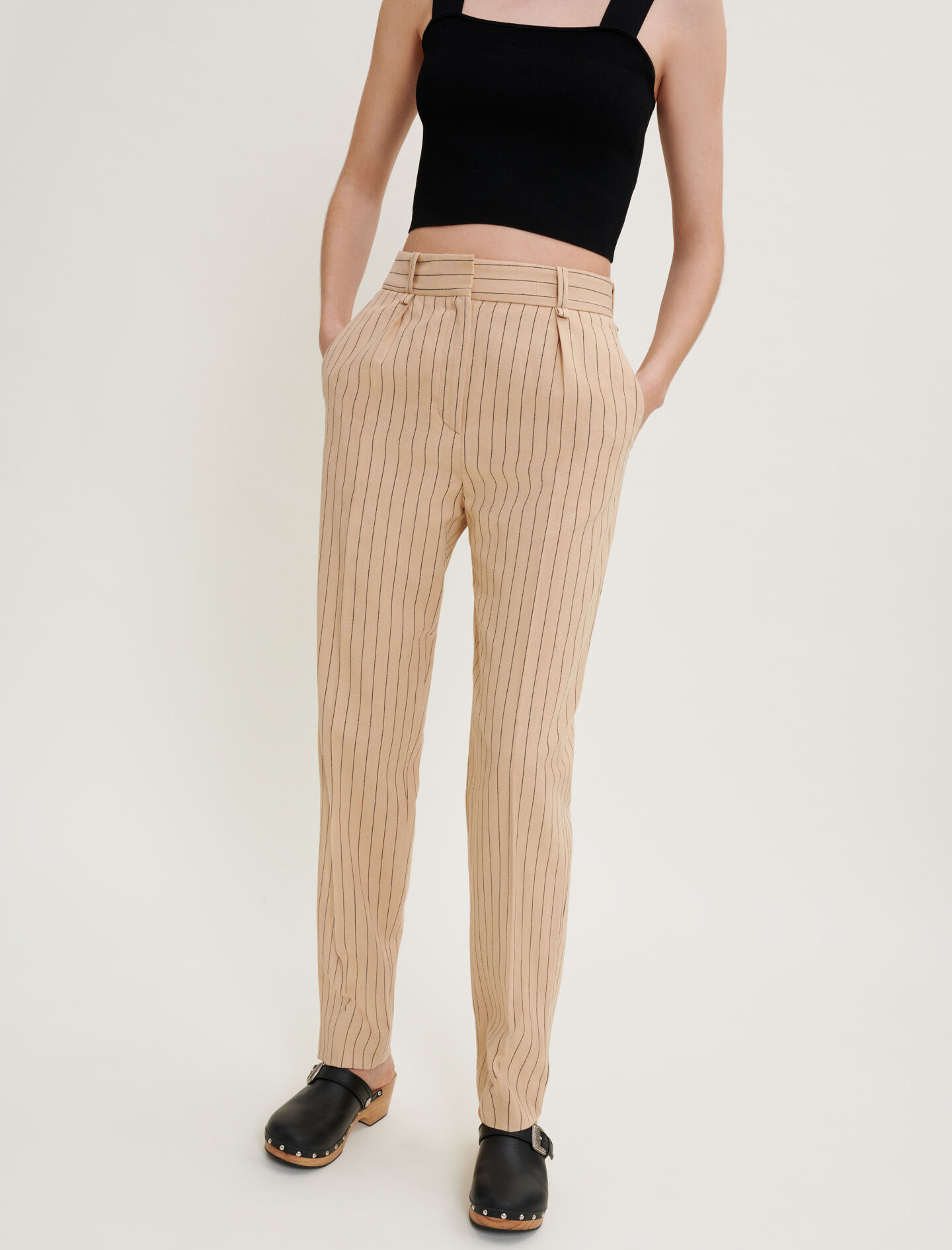 High waisted striped trousers top