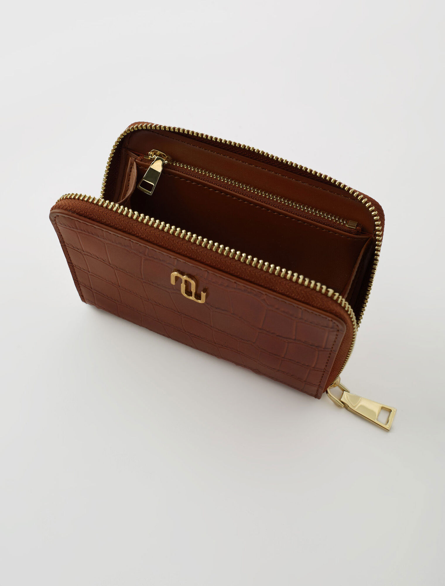 Portefeuille en cuir embossé croco