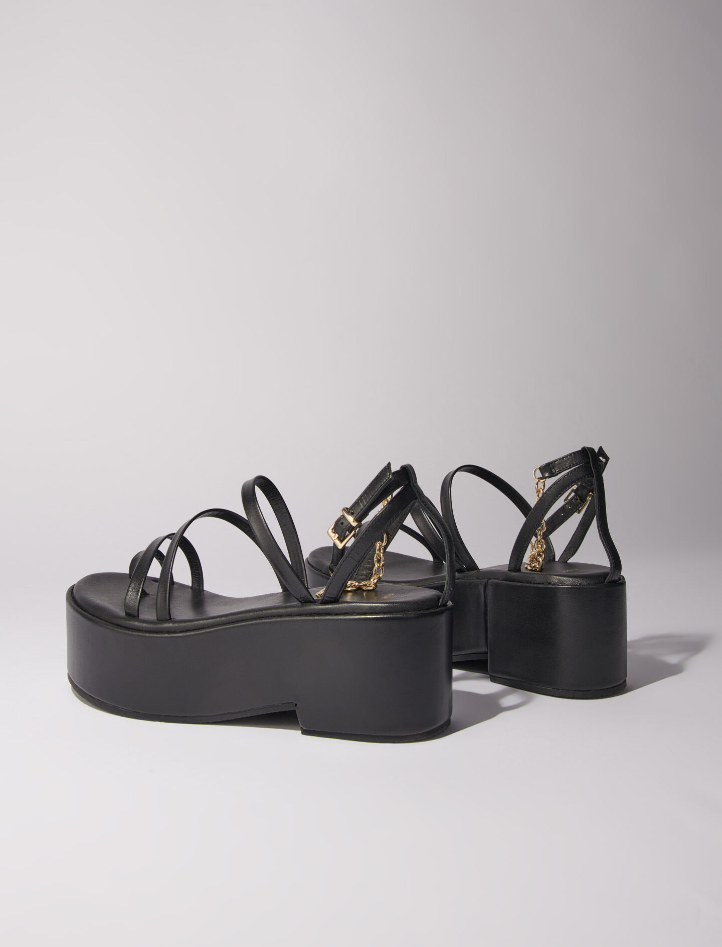Leather platform sandals Black / Gray For Women | Maje