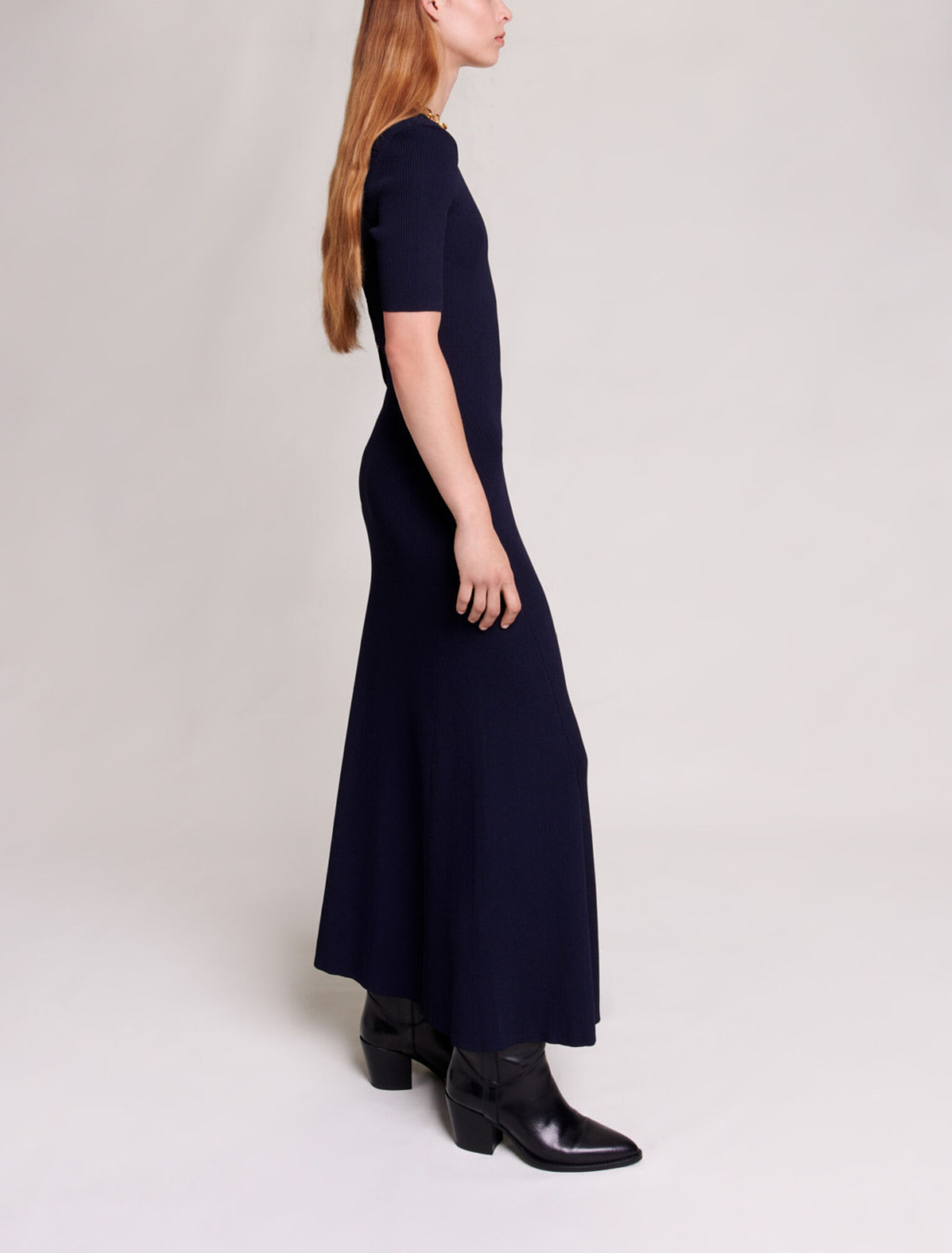 Long cut-out knit dress