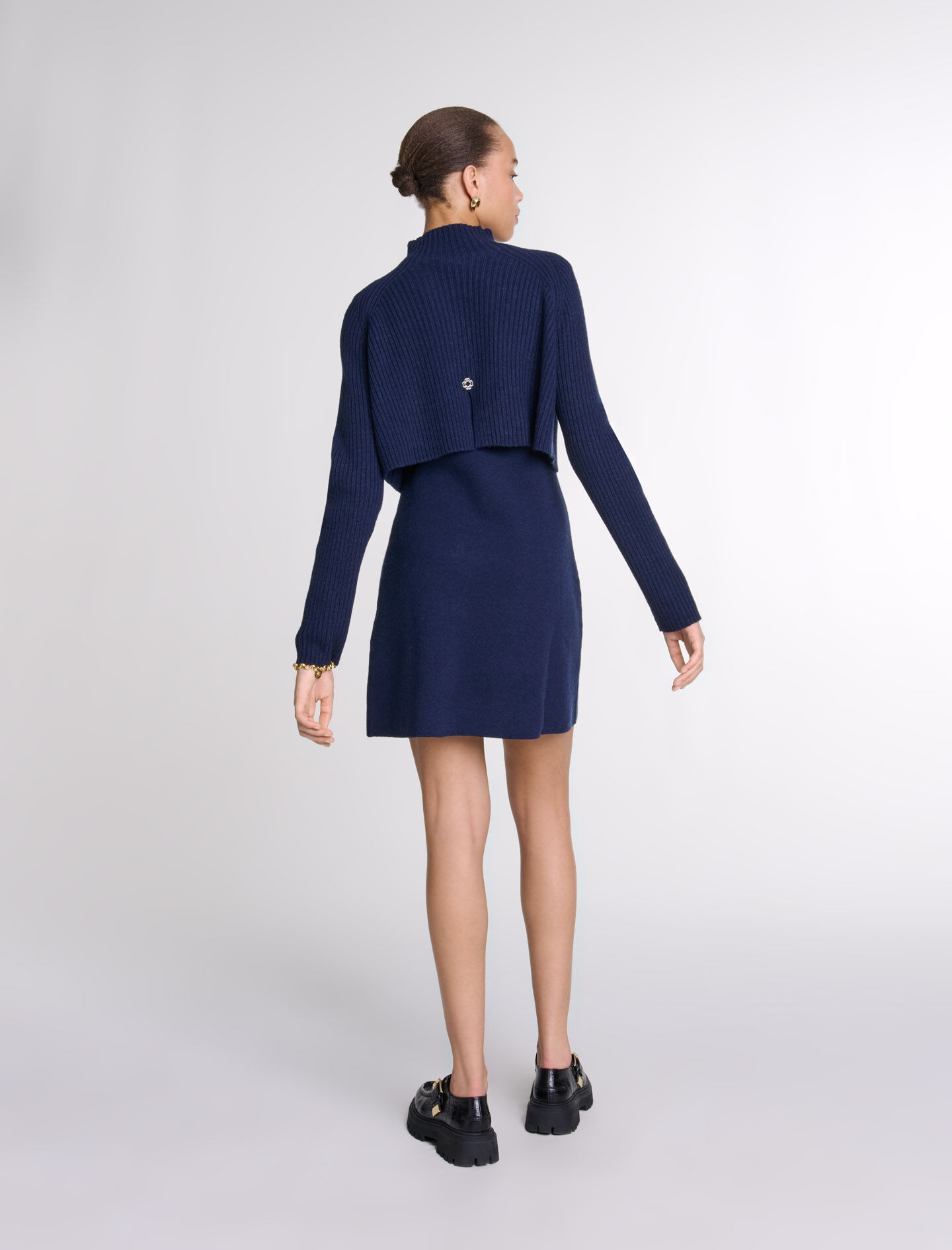 Knit 2-in-1 short dress Blue For Women | Maje
