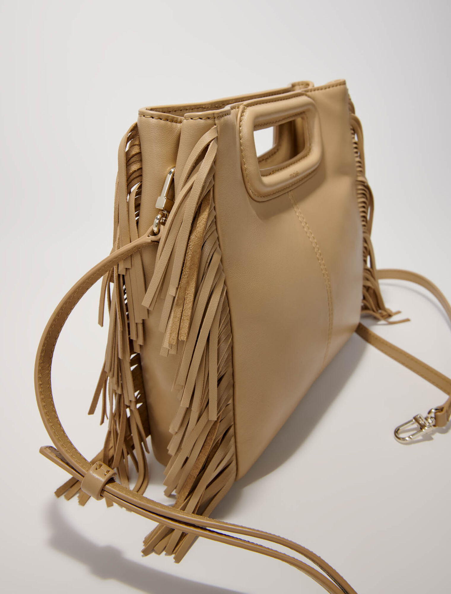 Smooth leather M bag with fringing