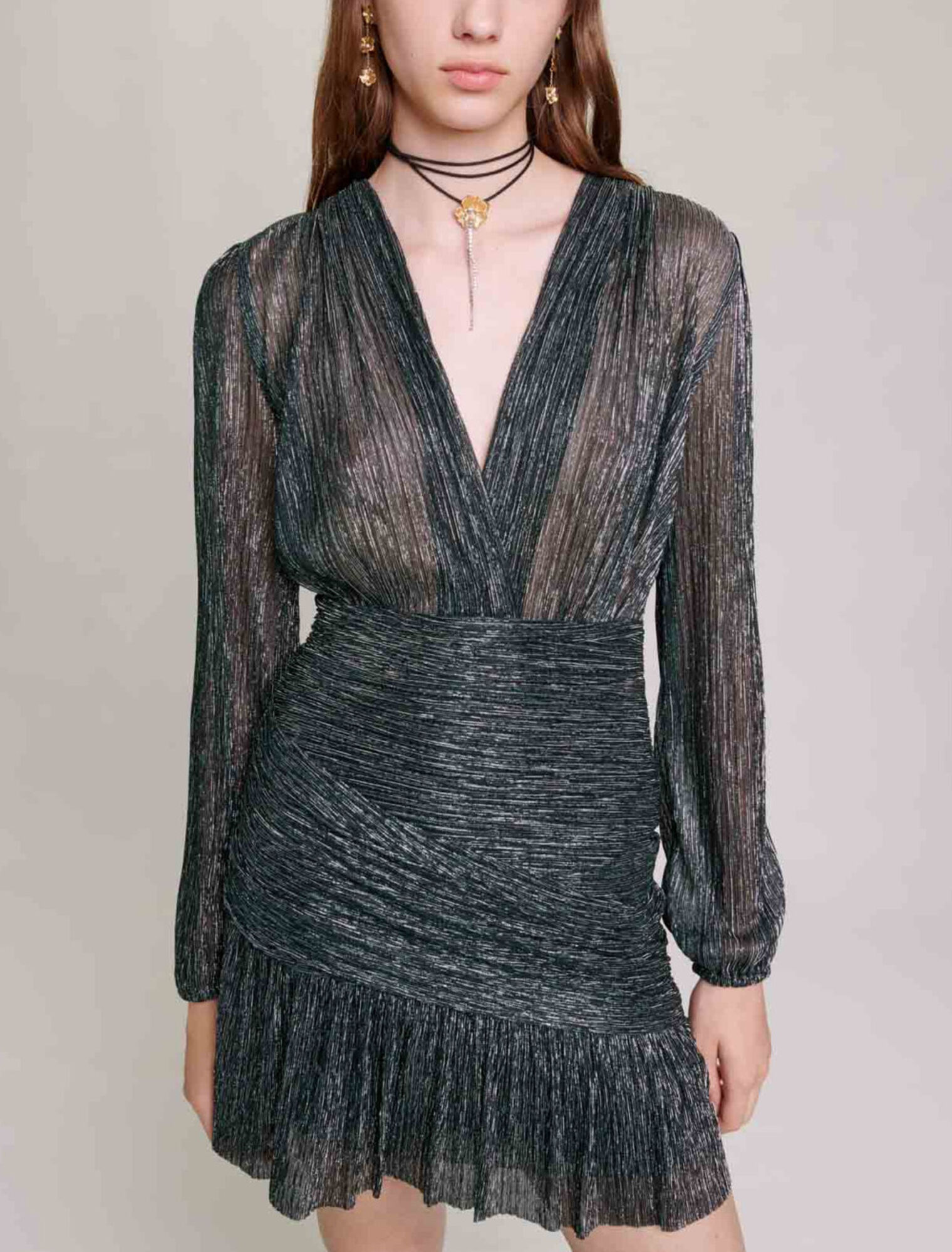 Robe courte fibres métallisées