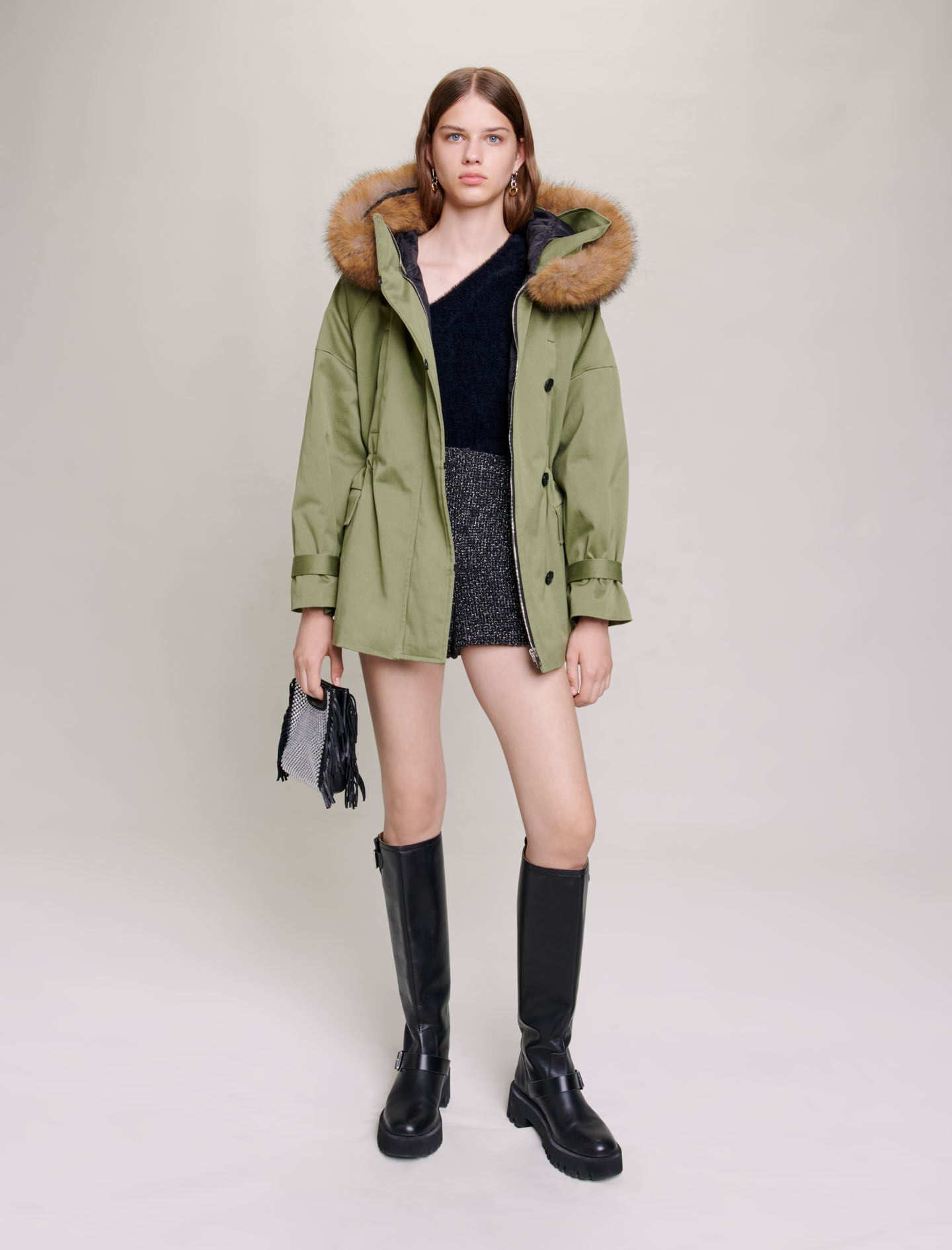 Short hooded parka Brown For Women Maje