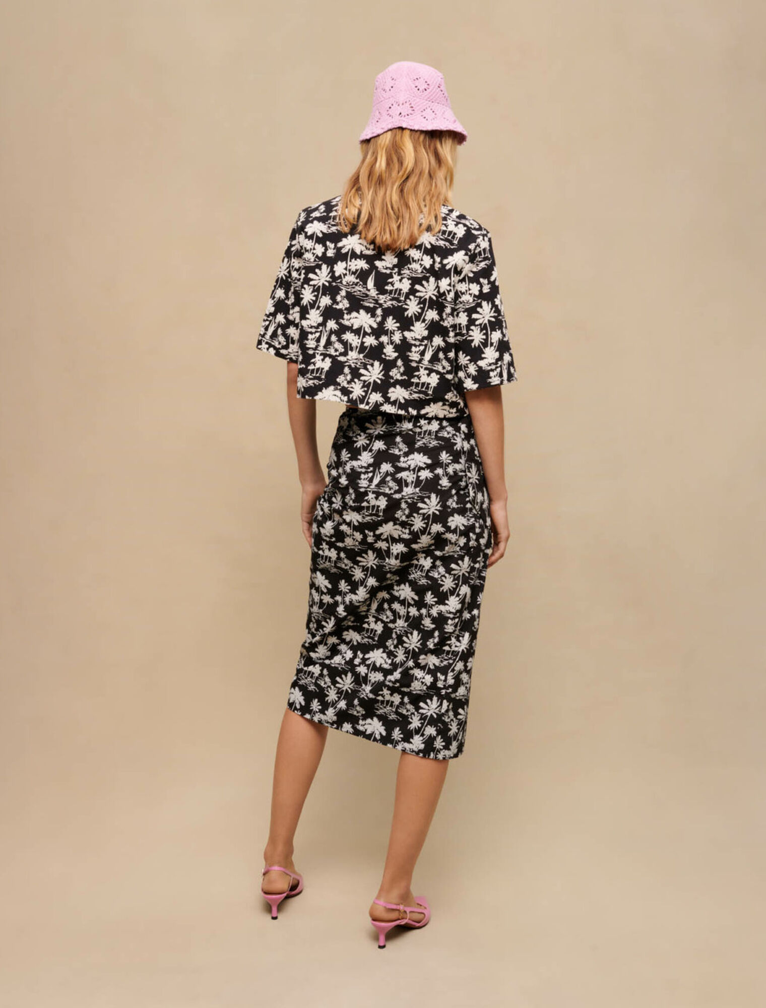 Palm print wrap skirt