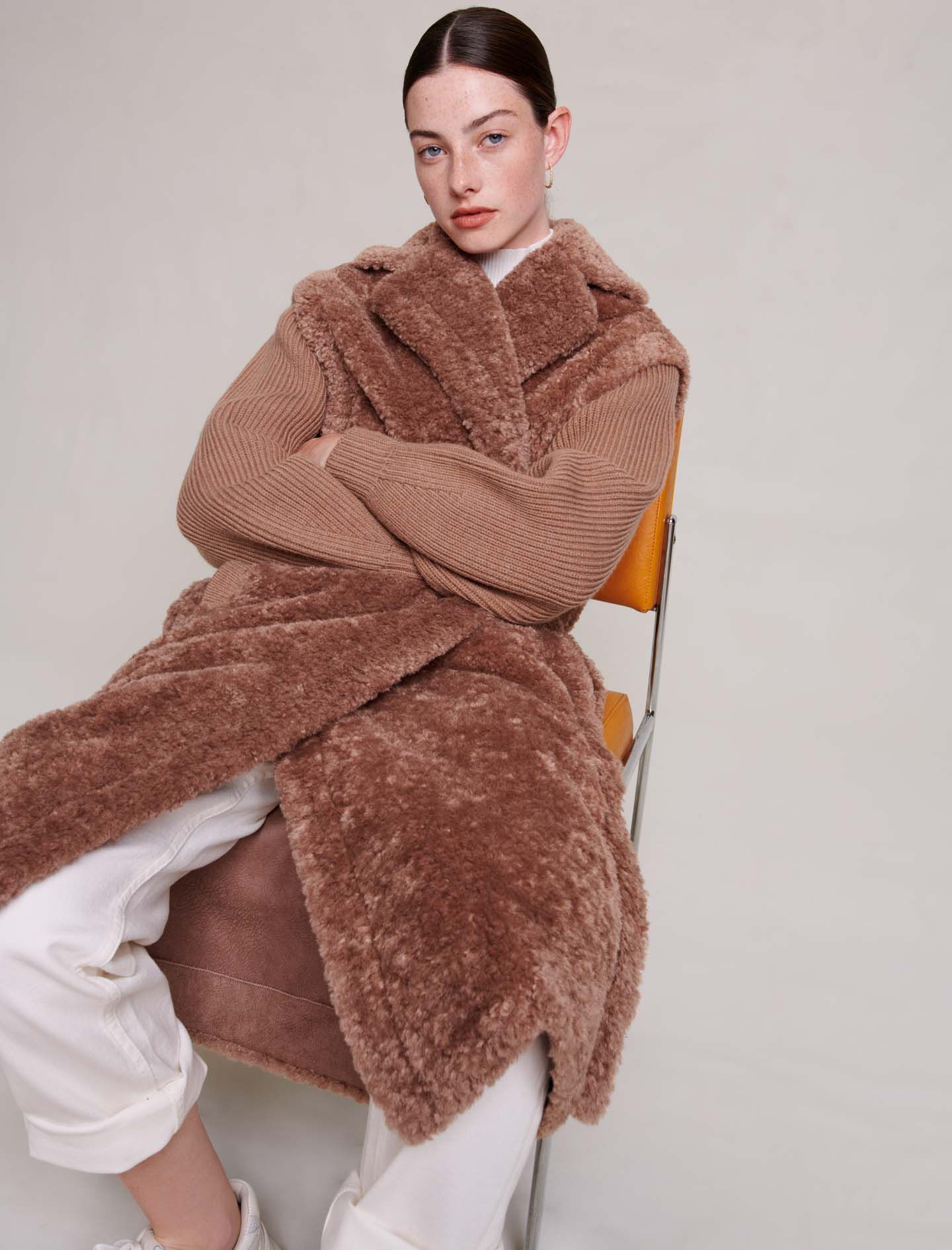 Long faux fur coat Brown For Women Maje