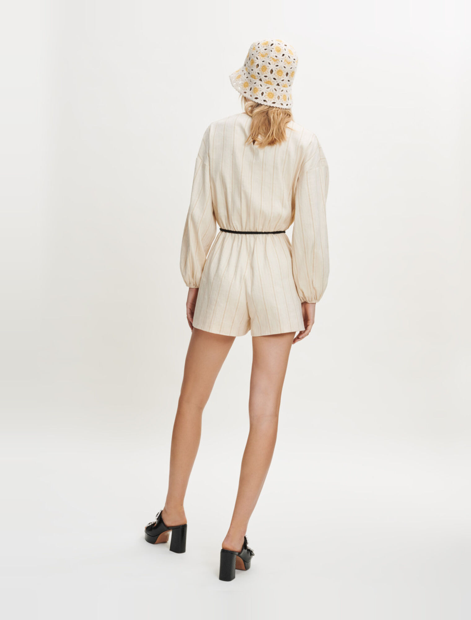 Combinaison short en mix lin et coton