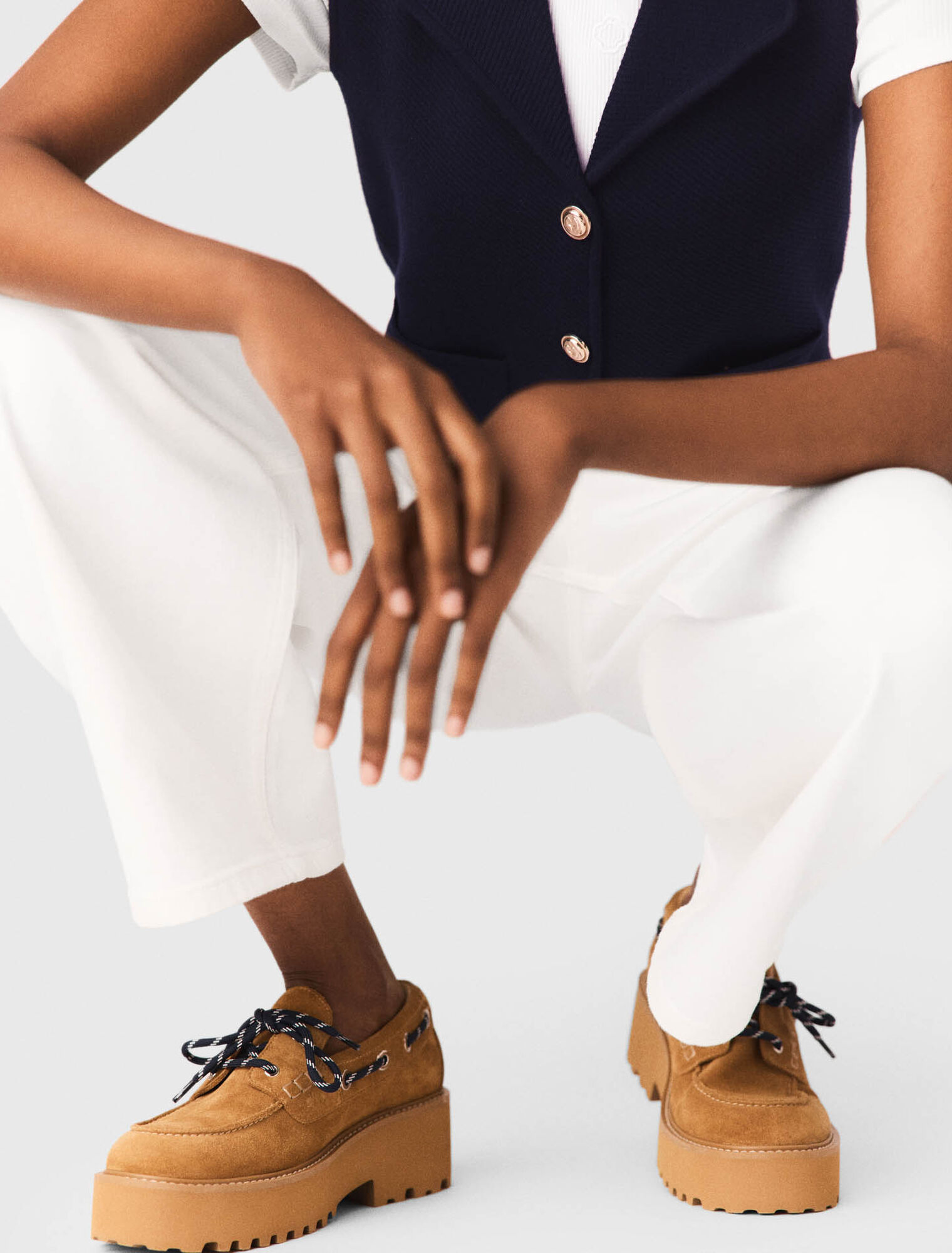 Mocassin bateau su&egrave;de &agrave; plateforme