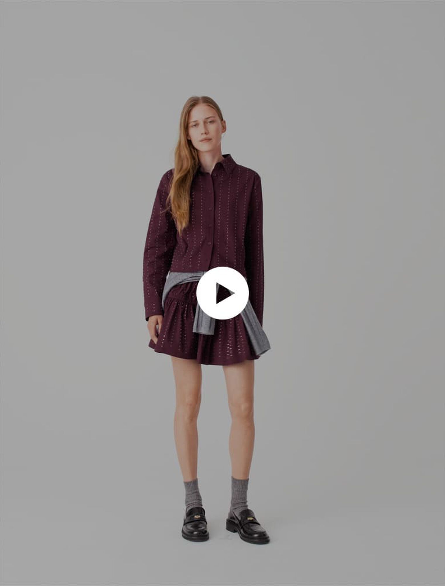 Chemise courte strass&eacute;e en coton