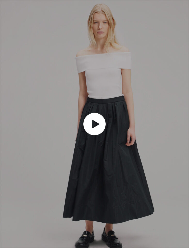 maxi skirt with contrast waistband Black / Gray For Women | Maje