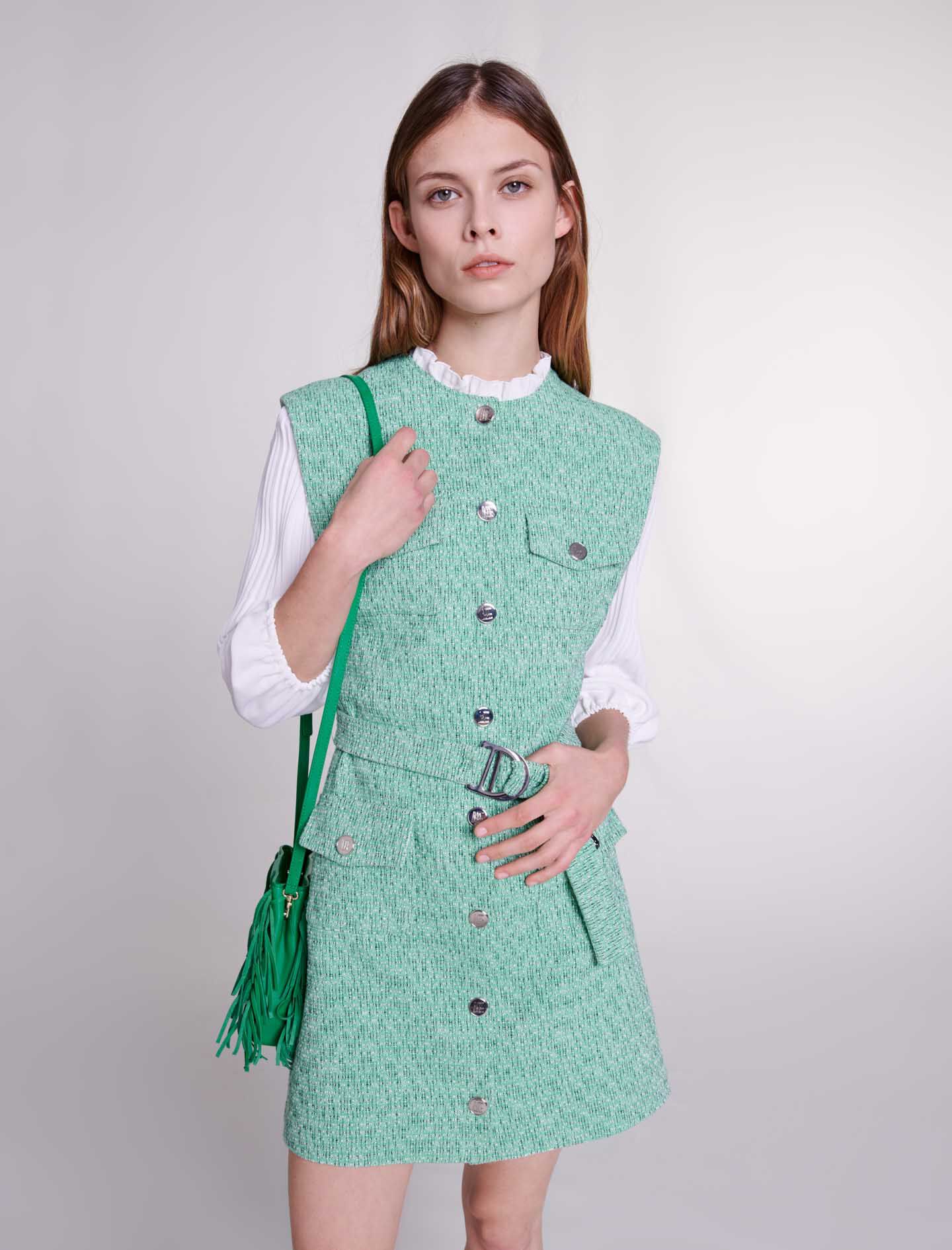 アウトレット福袋 Dual-material dress tweed ワンピース