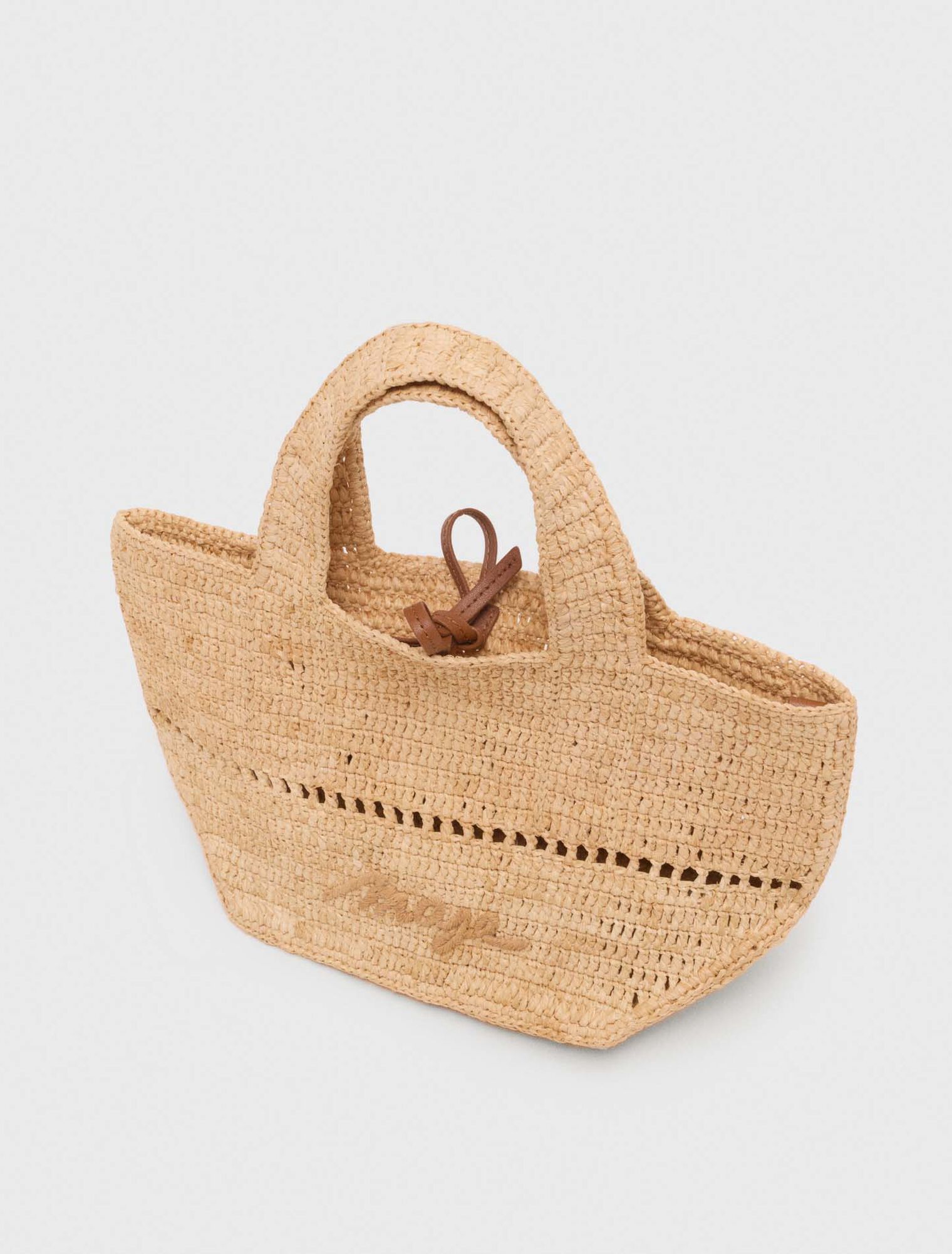 Natural raffia mini tote