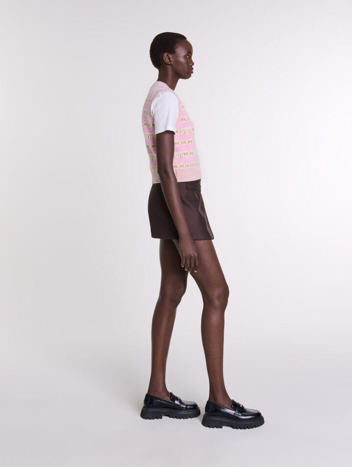 Pull jacquard sans manche