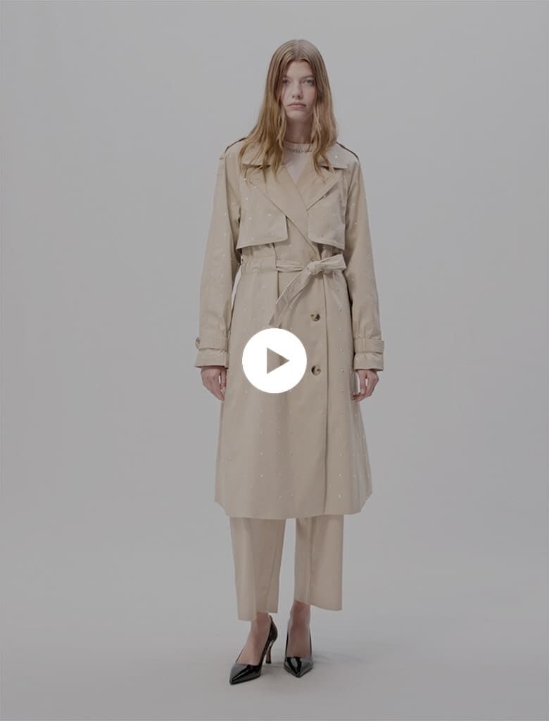 Studded elastic waist trench coat Natural For Women | Maje