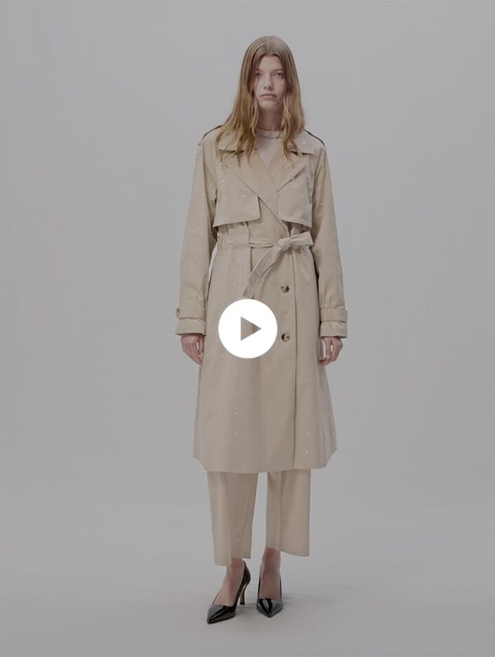 Studded elastic waist trench coat