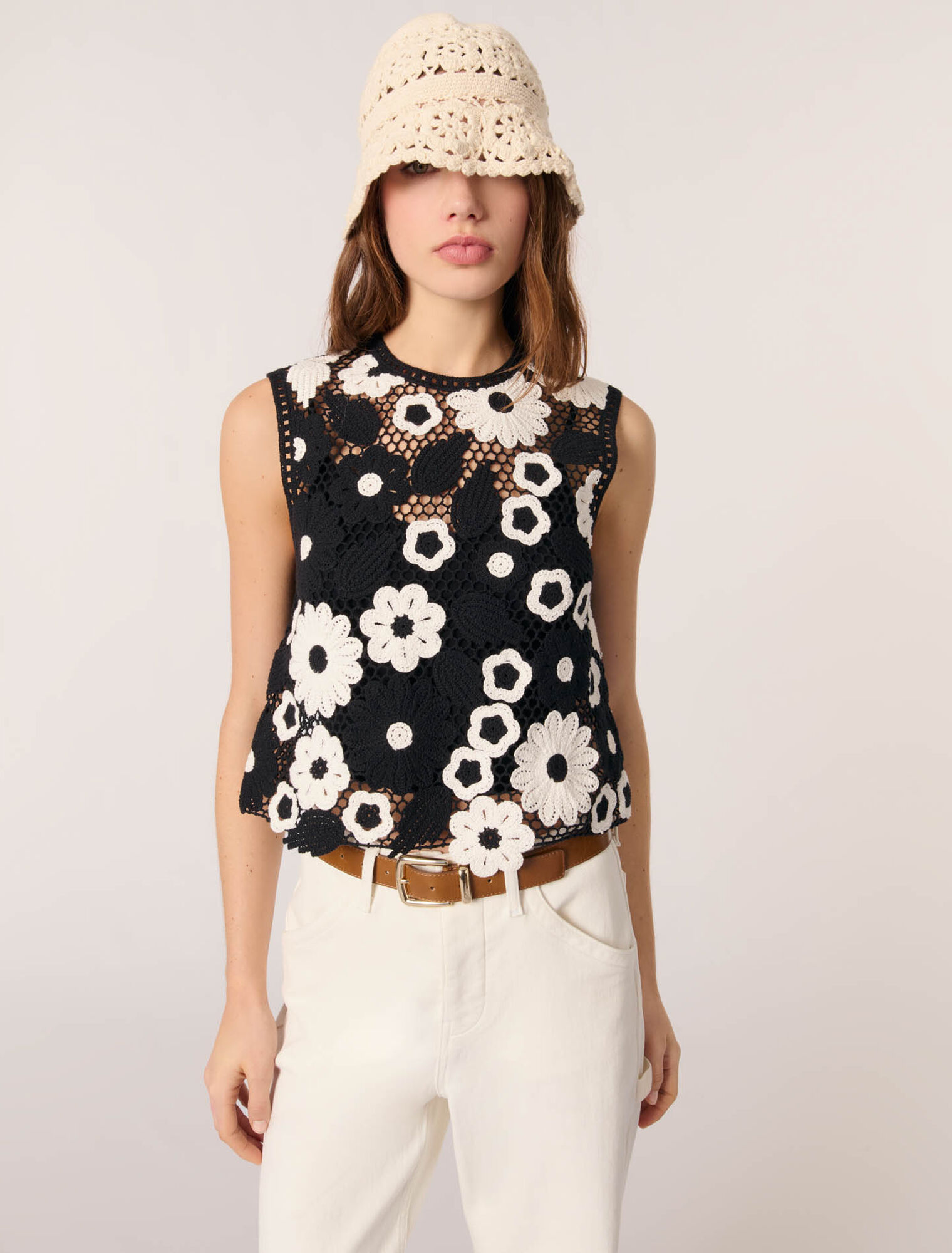 Top en crochet floral