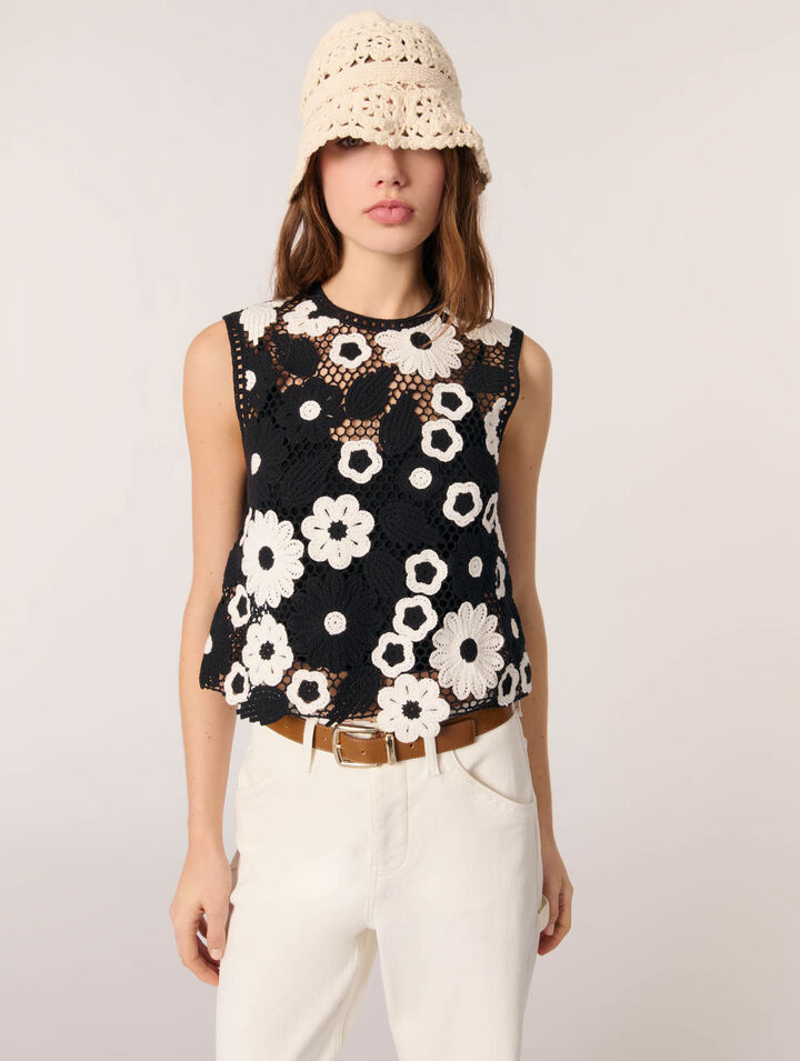 Top en crochet floral