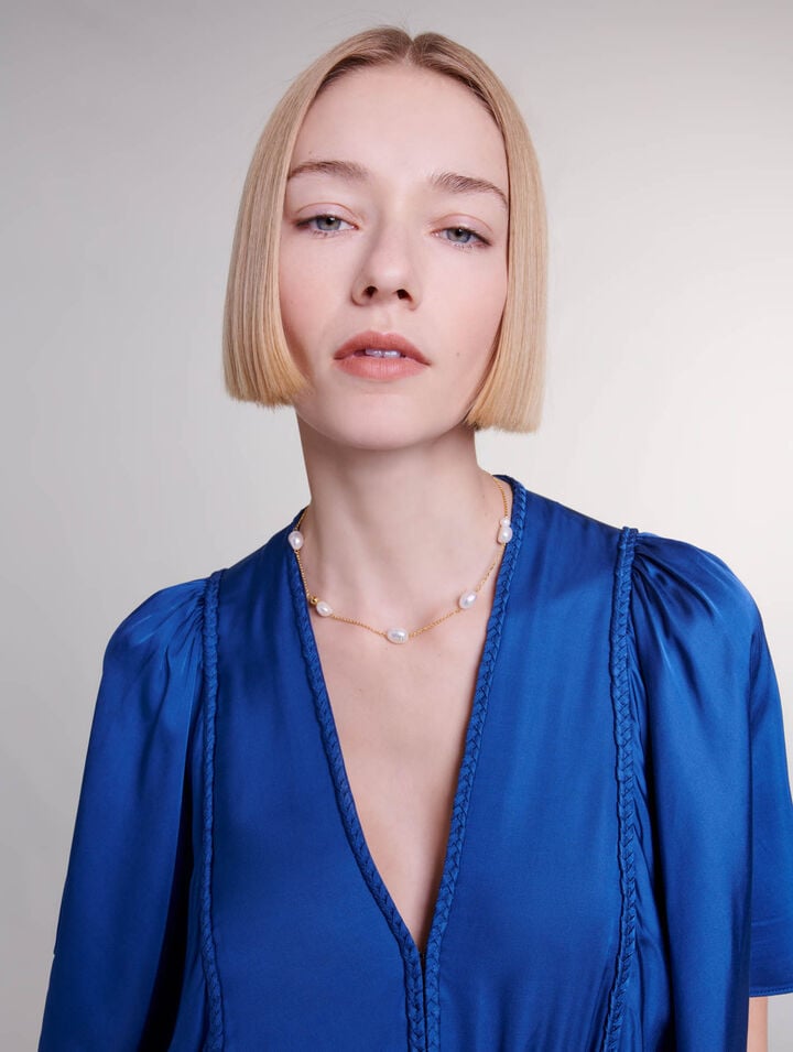 Collier doré chaîne et perles
