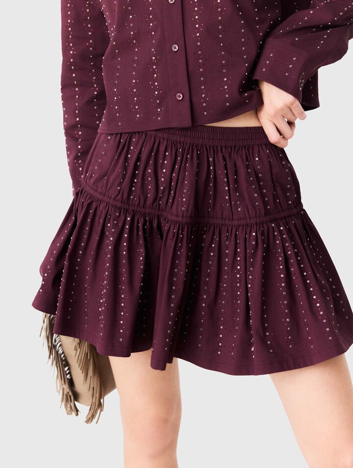Short rhinestone cotton skirt