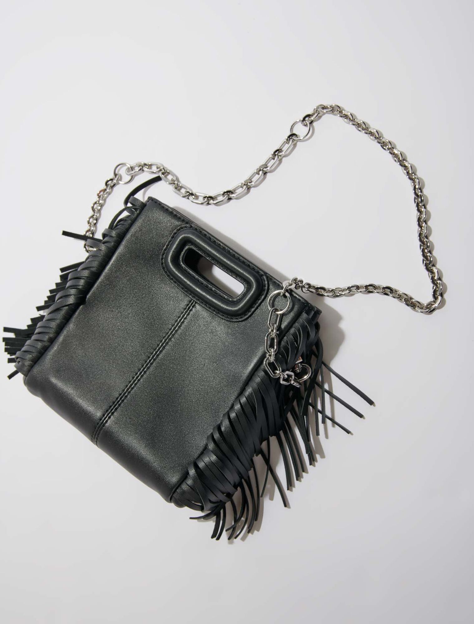 M mini leather bag with fringes