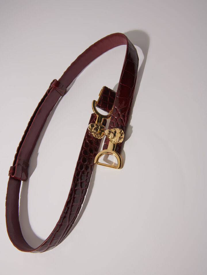 Ceinture fine en cuir à mors lion