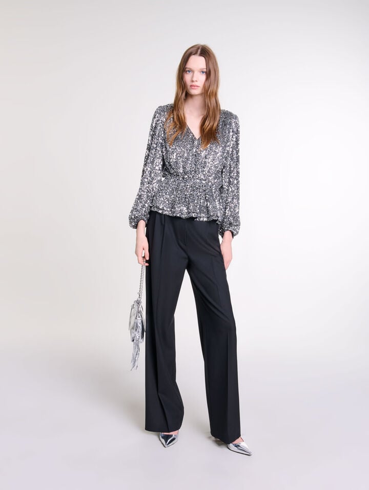 Top smocké à sequins