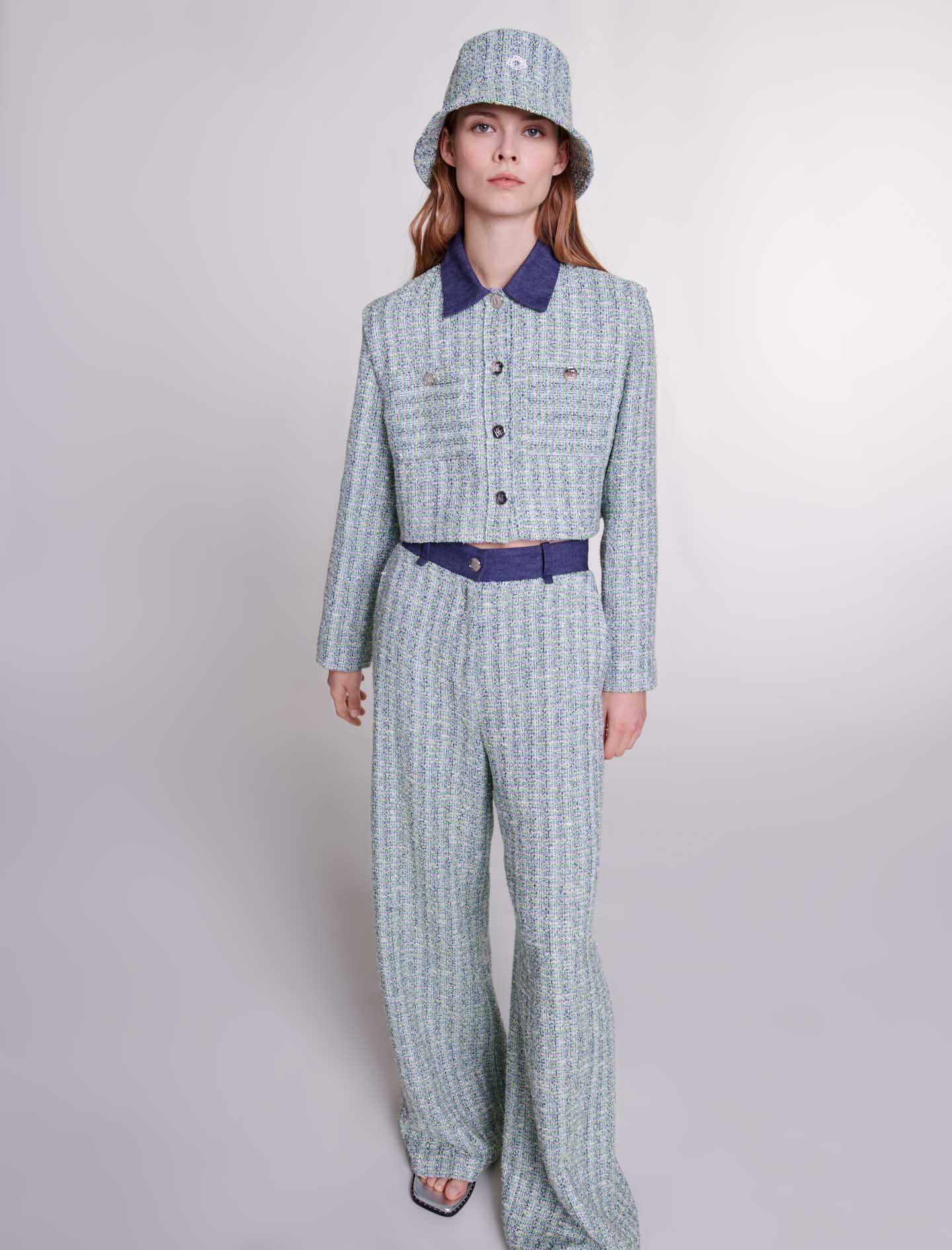 【後払い手数料無料】 Wide-leg trousers tweed パンツ