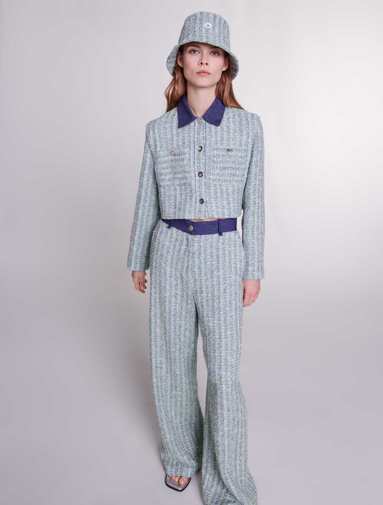 Pantalon large en tweed