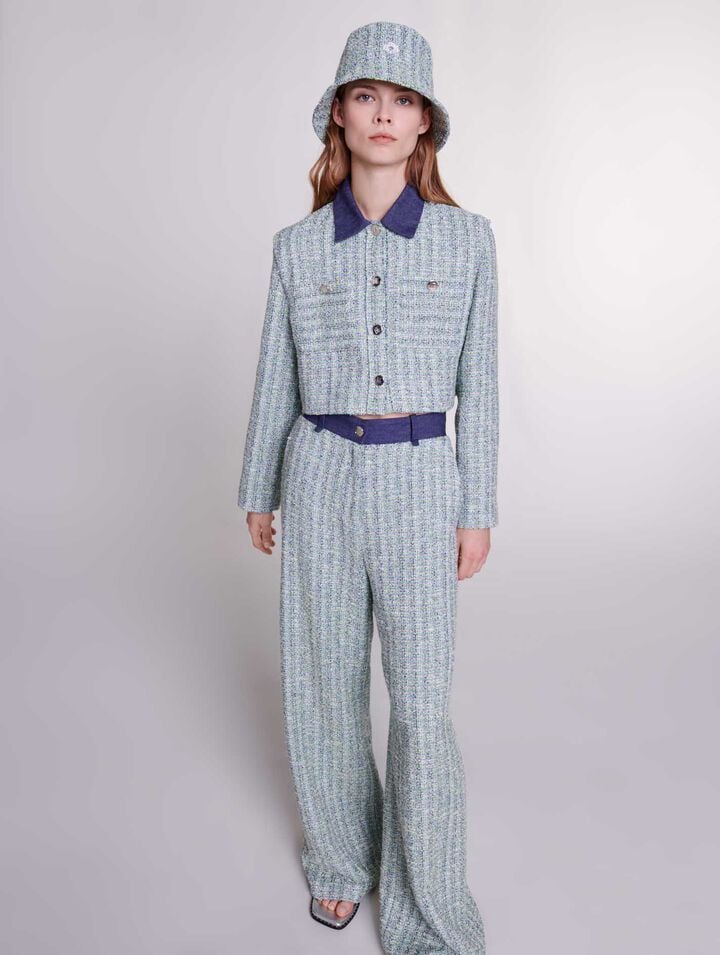Pantalon large en tweed